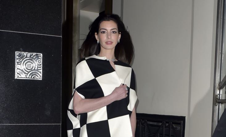 Anne Hathaway Spotted Exiting Claridges Hotel in the Heart of London